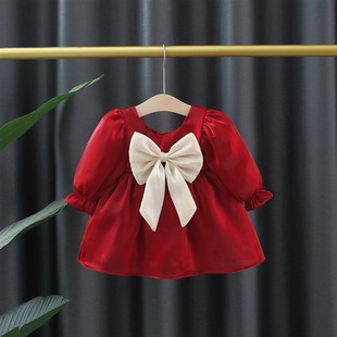 女童秋季长袖连衣裙2025新款婴儿小宝宝0一4岁小童暮云纱公主裙潮