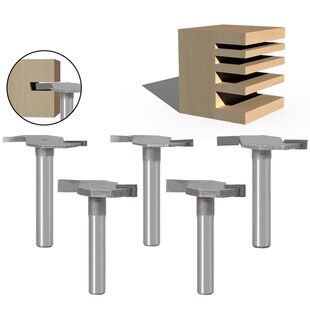 5件套T型刀开槽刀槽口刀6mm柄1/4柄修边机铣刀拉槽刀