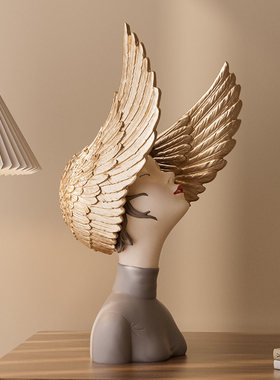 北欧轻奢客厅摆件梦想翅膀女孩艺术电视柜玄关样板间创意软装饰品