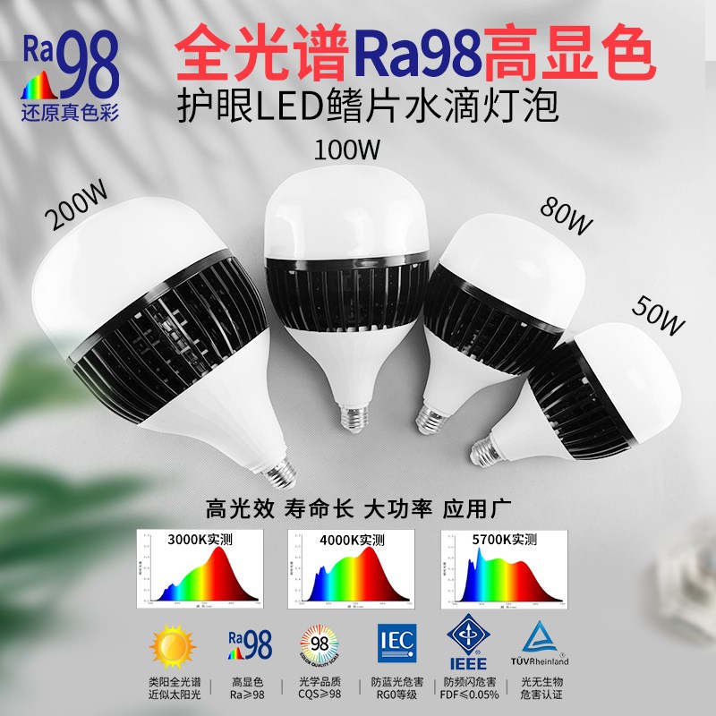 全光谱鳍片护眼灯泡9高显led大功率球泡工厂仓库摄影图片