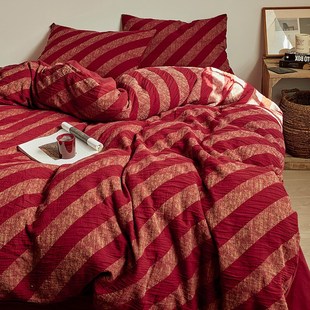 高级感婚庆全棉四件套红色床单婚嫁喜被新婚被套12m床笠床品 新款