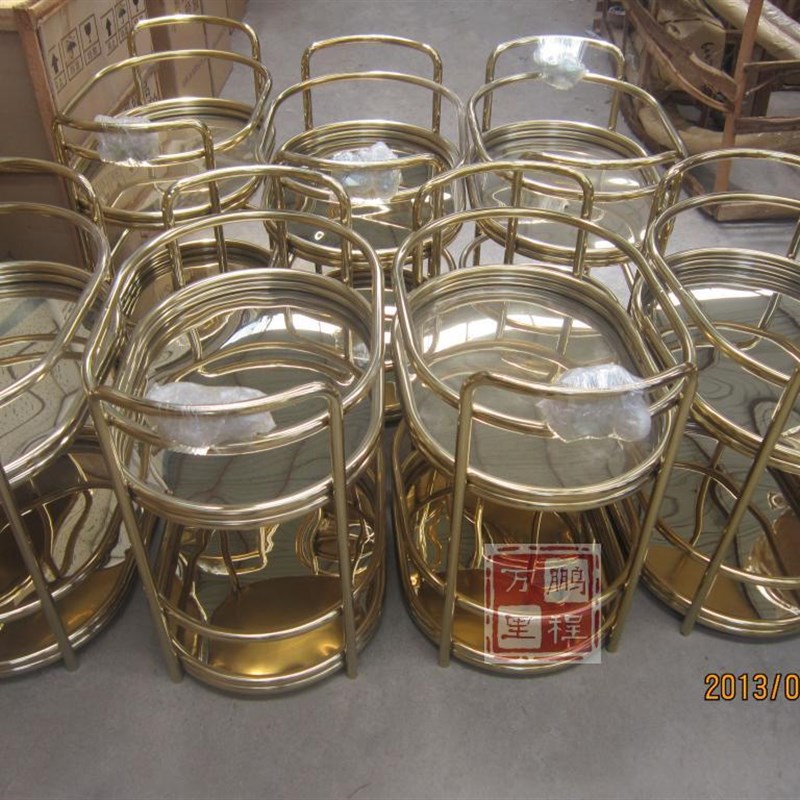 钛金长圆形酒水车酒水柜 酒店手推车 甜品车椭圆形餐车点心车