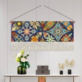 民宿卧室书房通用民族风纹排苏挂毯装 饰壁挂背景布墙面床头挂布