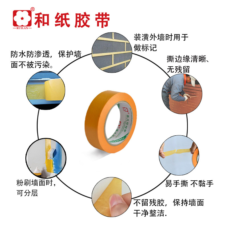 和纸胶带油漆用定制真石漆胶汽车喷漆遮蔽外墙美纹纸留胶遮蔽纸