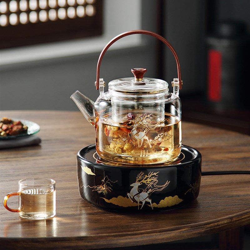 品陶堂电陶炉电茶炉泡茶壶家用小家电煮茶机吉鼓晶黑一鹿有你装