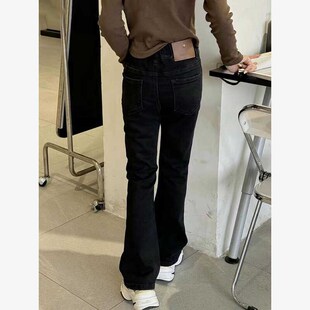 美妞之城女童黑色微喇牛仔裤中大童裤子 亲子装 大长腿弹力裤码足