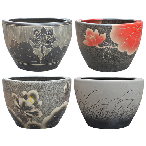 景德镇陶瓷鱼缸特大号客厅养鱼盆户外鱼缸睡莲荷花缸庭院老式水缸