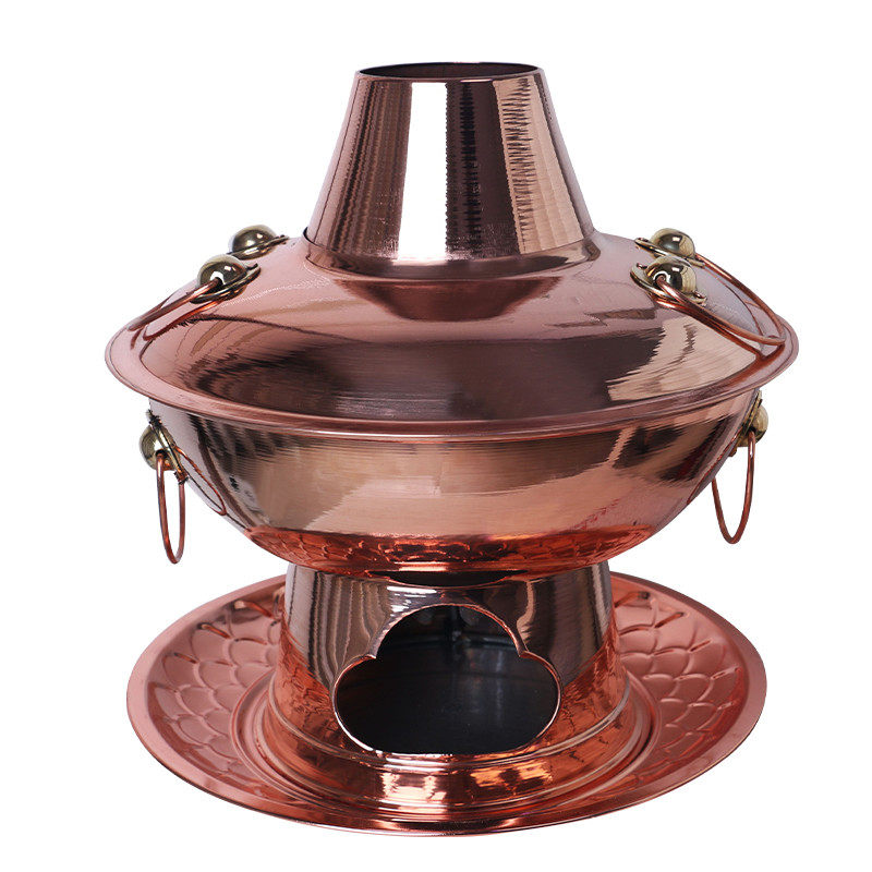 铜火锅纯紫铜木炭加厚暖锅火锅老式北京家用鸳鸯东来顺涮羊肉铜锅