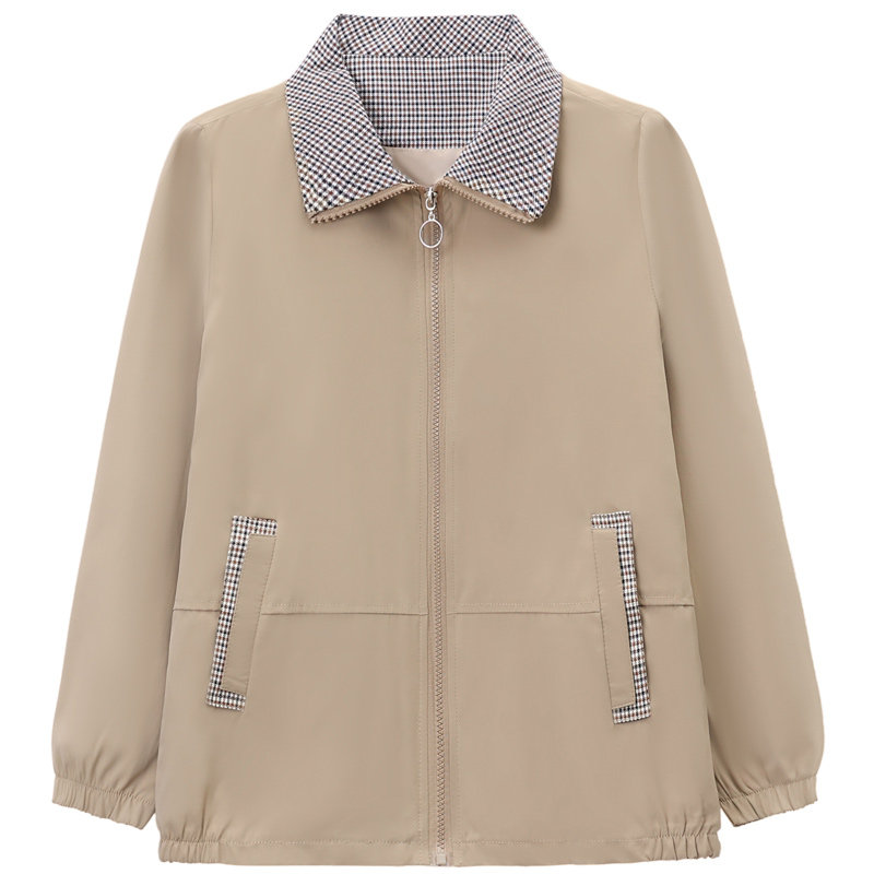 中老年春秋外套女薄款风衣洋气大码中年妈妈春装短款夹克休闲上衣