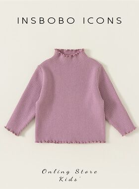 女童毛衣秋冬款2023新款儿童花边领毛衣针织衫女宝半高领毛衣冬季
