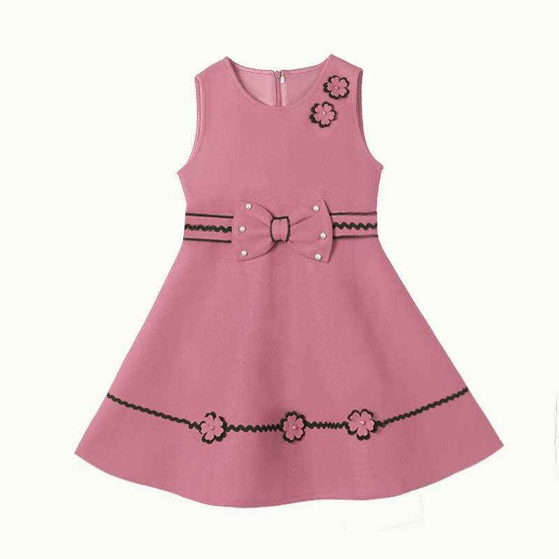 女童套装春秋2023新款女孩连衣裙儿童公主裙毛呢背心裙冬装两件套