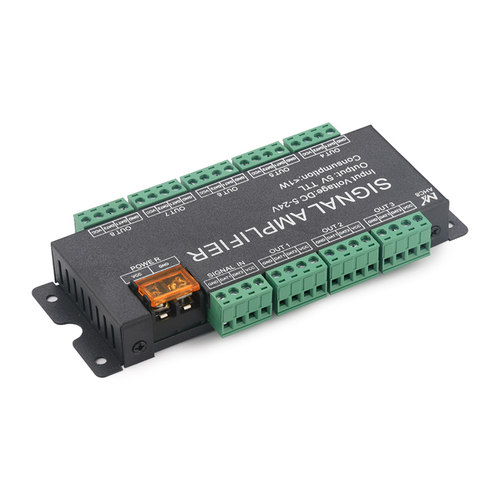 AHC8幻彩灯带WS2812B讯号同步放大器6803幻彩灯条led中继器5-24V
