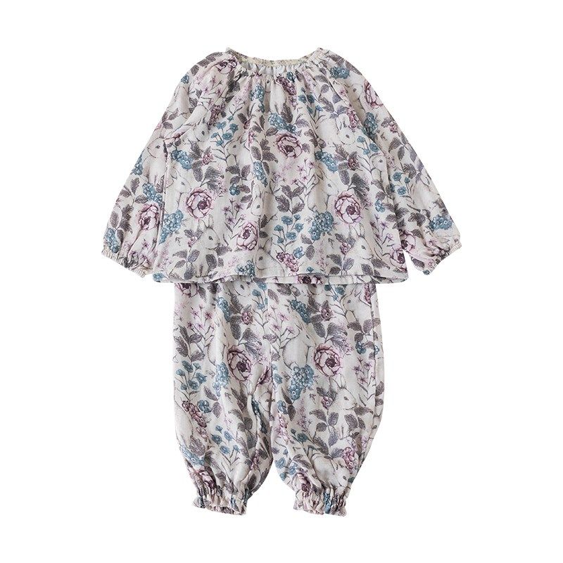 婴儿上衣裤子套装夏季竹纤维睡衣男女宝宝家居服婴幼童分体两件套