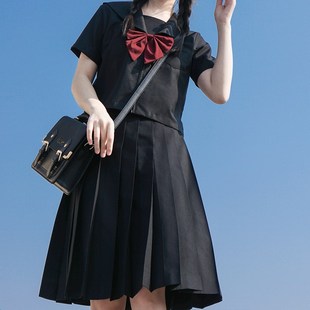 黑无本基础水手服jk制服长袖上衣秋冬札幌襟JK衬衫女百搭裙套装