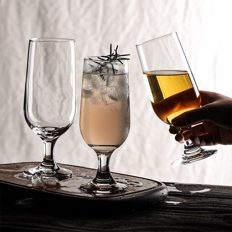 高脚玻璃杯餐厅多功能水杯奶昔果汁杯冷饮料杯红酒杯精酿啤酒杯子