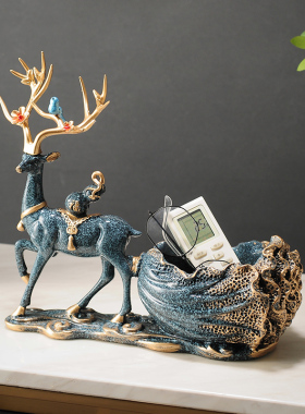 创意入户玄关轻奢鹿钥匙收纳摆件客厅鞋柜家居装饰品乔迁新居礼品