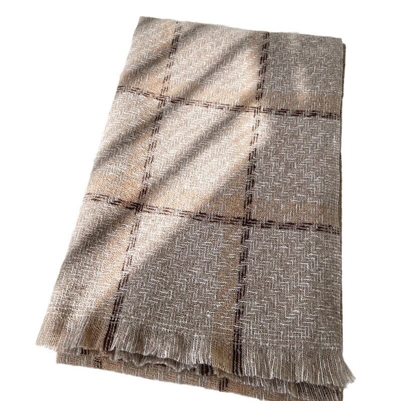 Plaid Cashmere Scarf: 1-Piece Tassel Shawl Winter Wrap - Taobao product photo 5