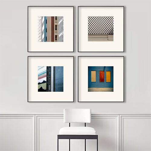 正方形后现代时尚建筑风格摆放工业风挂画客厅卧室装饰画