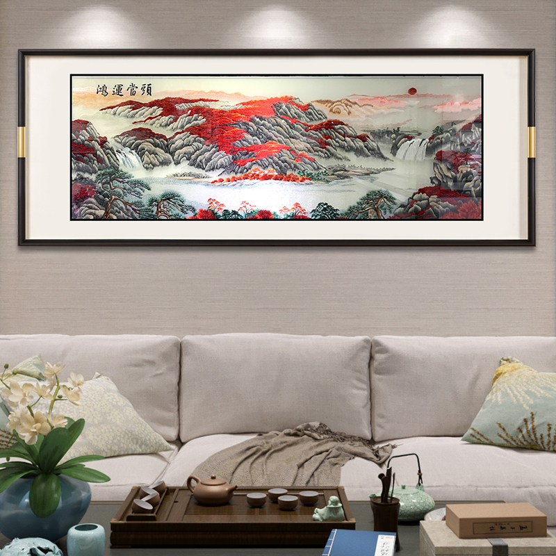 端客厅沙发背景墙刺绣装饰画大气墙壁挂画手工苏州成品绣