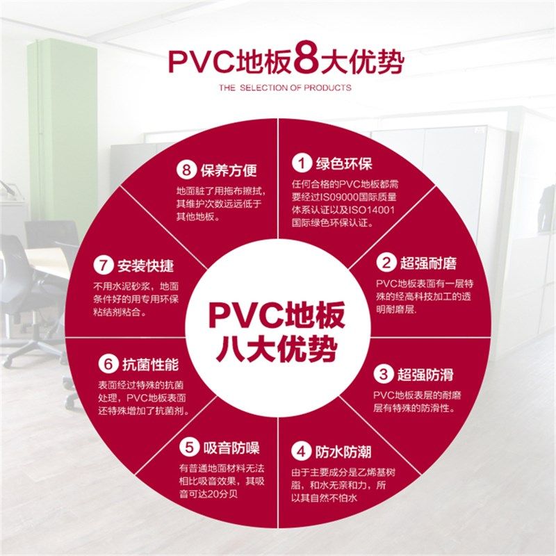 塑胶地板革工程革卷材地胶防滑耐磨面防潮商用办公室商场海