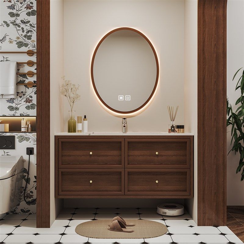 中古风橡木浴室柜法式陶瓷一体盆洗漱台洗手台盆柜定制,家装主材,浴室柜组合,淘宝优惠券,粉丝福利购,淘宝优惠卷