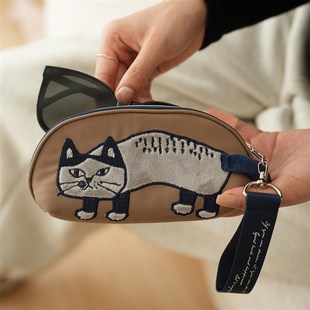 猫咪眼镜包 带内衬 布艺卡通猫x咪眼镜包 墨镜收纳袋