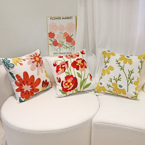 in朵抱枕田园风家居沙发客厅抱枕床头靠垫公室腰靠抱枕靠枕