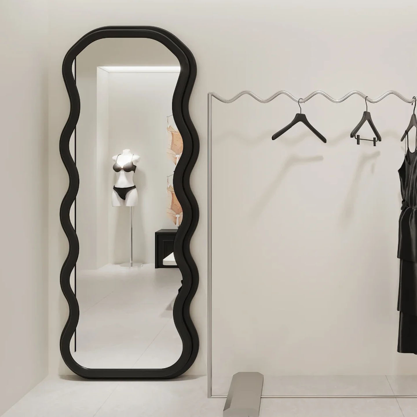 中古网红波浪全身镜家用落地镜