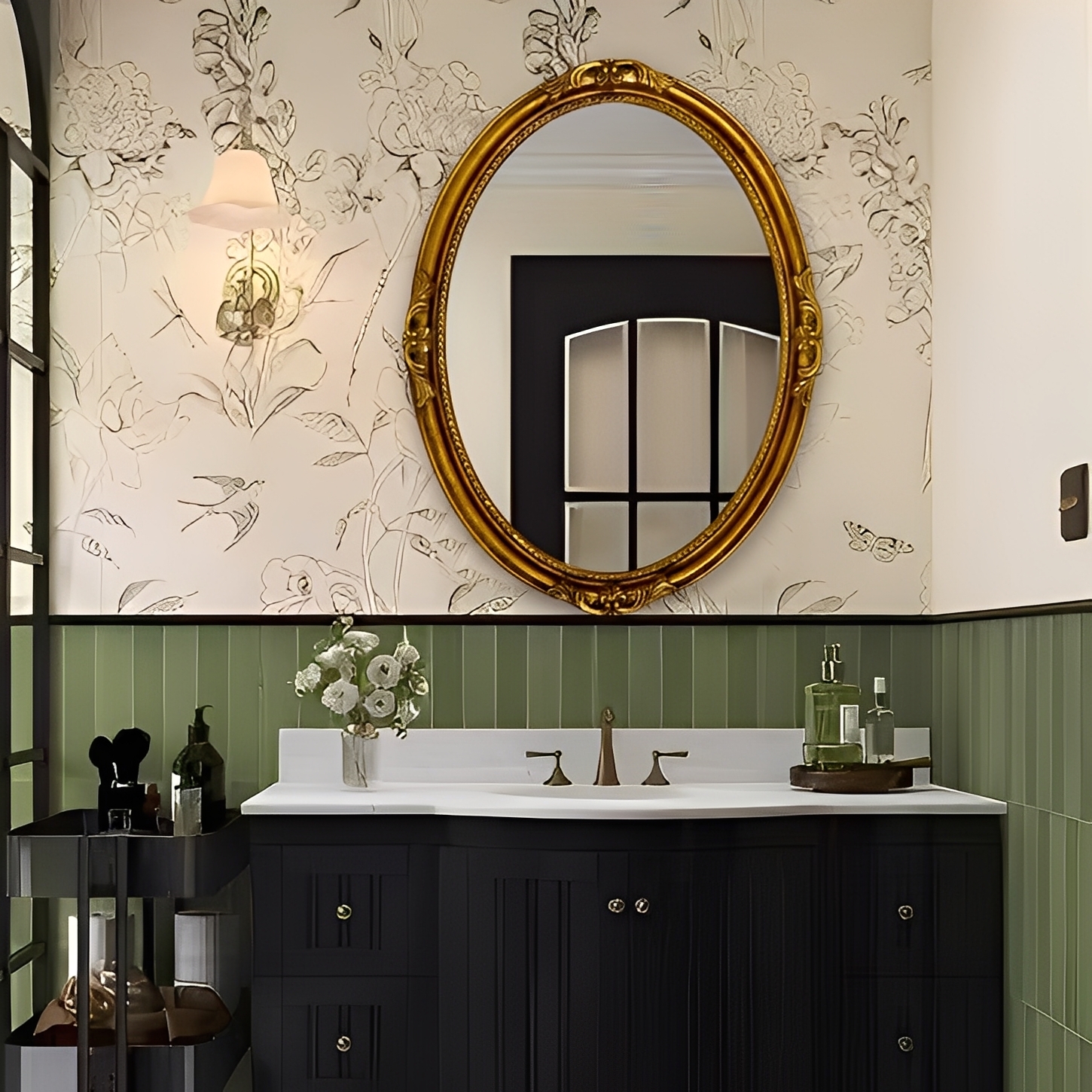 法式复古浴室镜椭圆形卫生间镜子