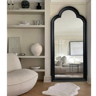 法式拱形镜子壁挂全身镜美式木框穿衣镜设计师衣帽间防爆高清镜子