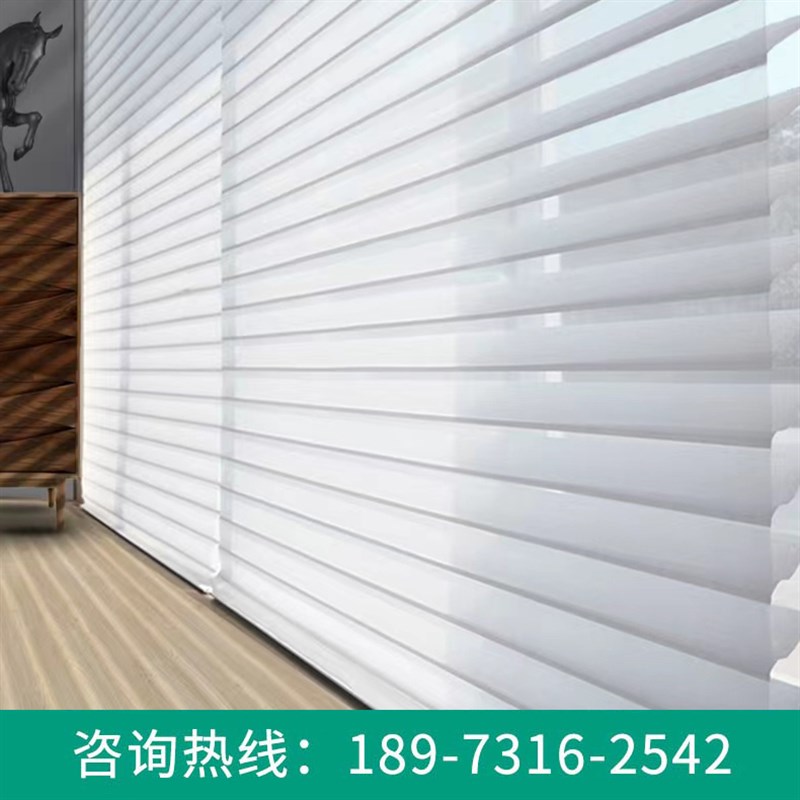 办公室香格里拉帘半遮光全遮光升降拉帘打印图案透景长沙电动窗帘