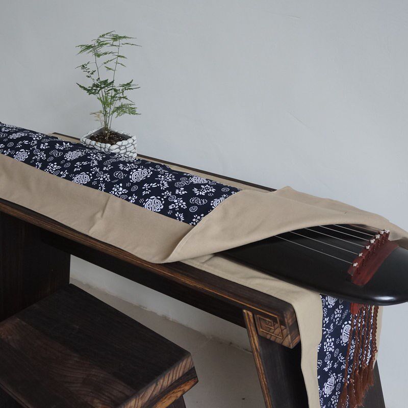 古琴桌旗盖布加厚青层蓝布桌布防尘琴罩防滑挡灰布