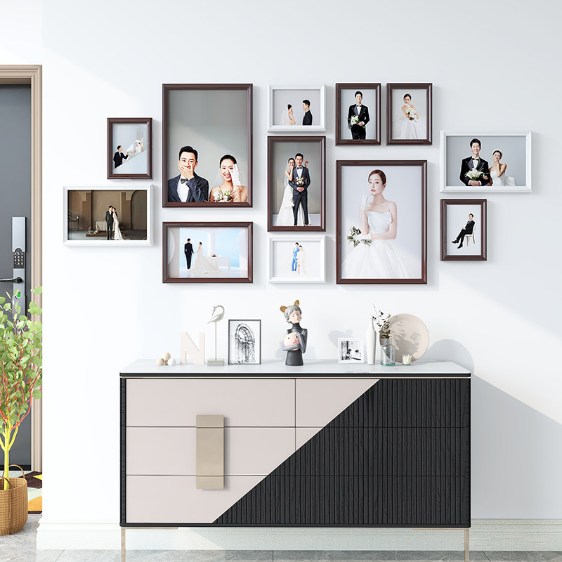 照片墙相框挂墙免打孔客厅相片墙创意背景墙上装饰设计效果图