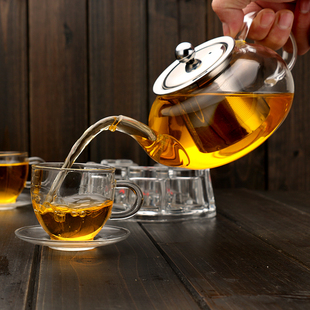 加厚玻璃茶壶家用过o滤泡茶壶大容量水壶耐热玻璃壶花茶红茶具套