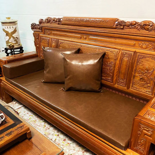 红木沙发高档皮坐垫防滑防水奢华中式 海棉沙发皮垫联邦椅坐垫