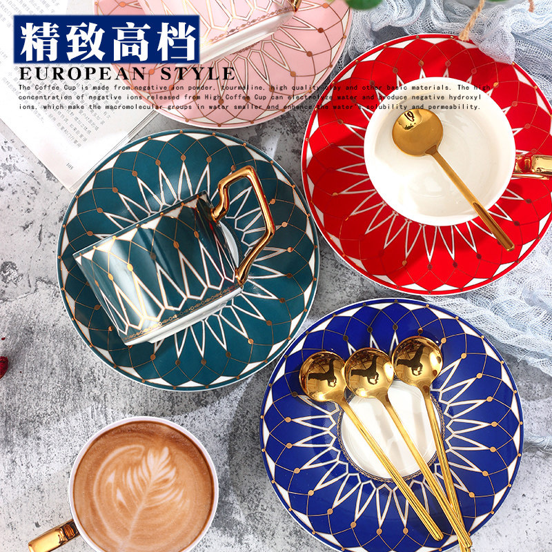 高档骨瓷咖啡杯碟套装北欧杯子欧式小奢华小精致陶瓷拉花下午茶杯,餐饮具,咖啡杯,淘宝优惠券,粉丝福利购,淘宝优惠卷