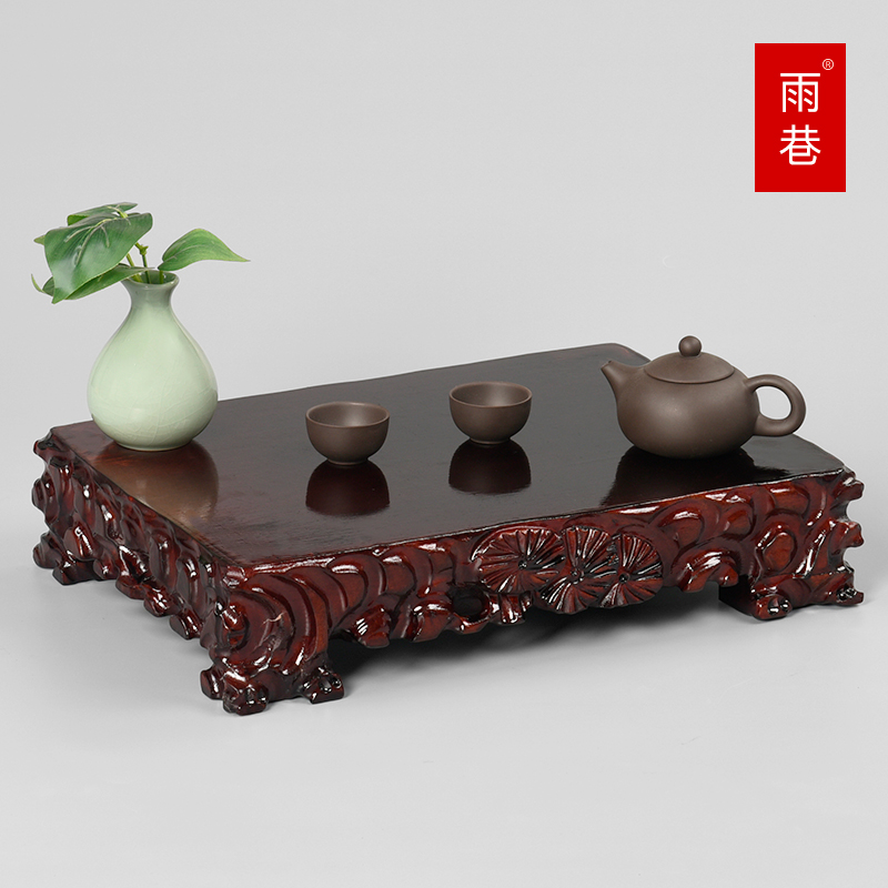 长方实木奇石根雕底座可挖槽花盆古董鱼缸佛像工艺品托架底座石头