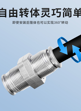 气动304不锈钢接头KQB2E08-00面板安装KQB2E04-00穿板直通PM-S-10