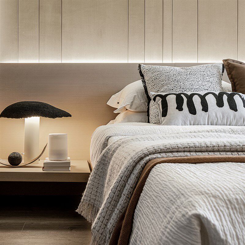 新中式侘寂风高端展厅样板间床品轻奢橘橙软装样板房床上用品抱枕