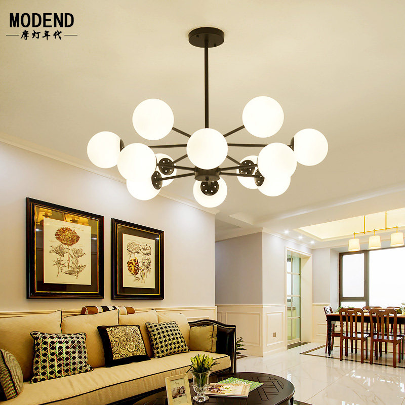 美式简约创意吊灯大气客厅温馨卧室魔豆个性铁艺北欧玻璃艺术灯具,家装灯饰光源,客厅吊灯,淘宝优惠券,粉丝福利购,淘宝优惠卷