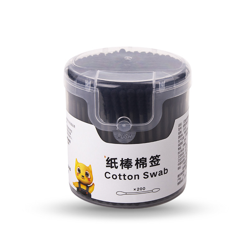 双头棉签纸棒木棒棉花签盒装黑色棉棒螺旋头掏耳朵尖头化妆用包邮