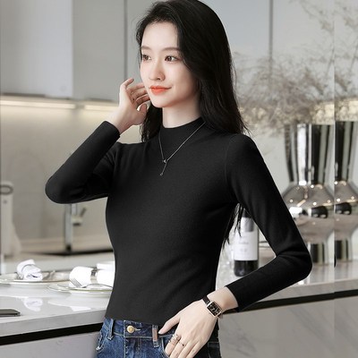 半高领短款毛衣女秋冬季修身内搭打底衫小个子气质上衣薄款针织衫