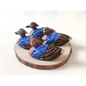 实木手工木雕鸭子卧室床头装 饰桌面创意摆件鸳鸯桃花阵拍照道具