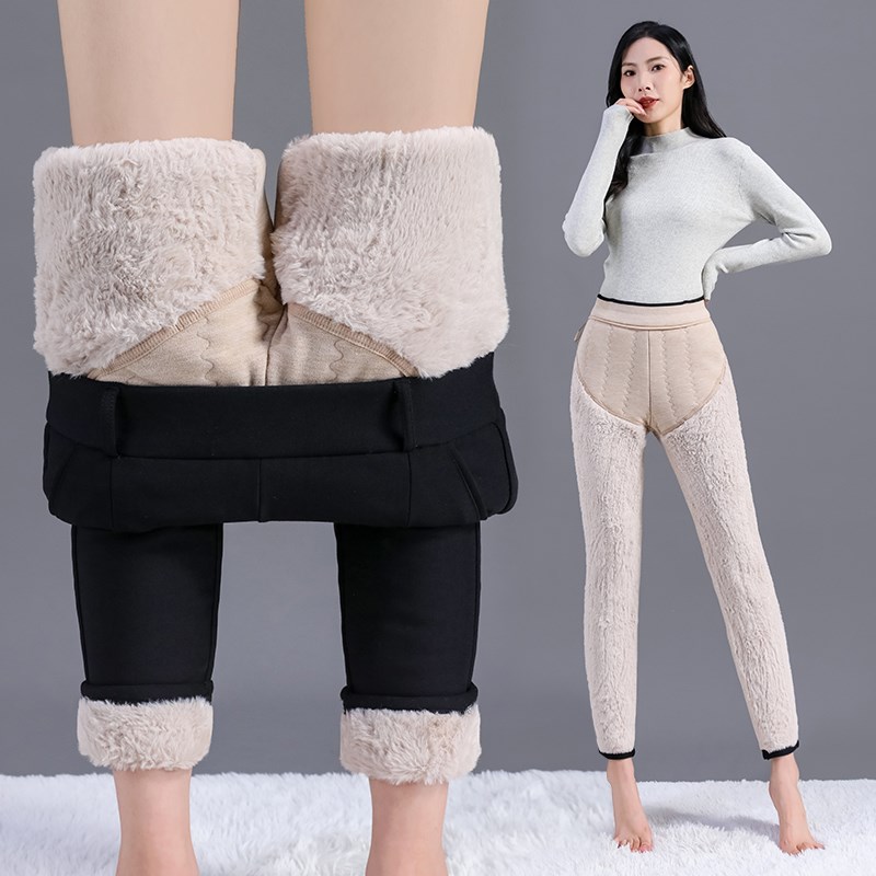 羊毛棉裤女外穿冬季加绒加厚护膝保暖裤大码特厚超厚休闲铅笔裤子