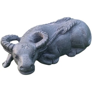 石牛石雕牛摆件石头石材雕刻石水牛石刻卧牛工艺品十二生肖青石牛