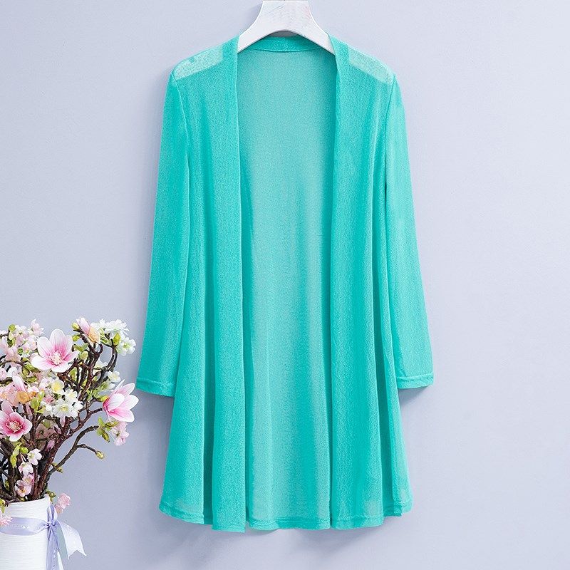 夏季大码网纱披肩女中长款宽松外搭开衫防晒薄外套长袖外披空调衫,女装/女士精品,大码连衣裙,淘宝优惠券,粉丝福利购,淘宝优惠卷
