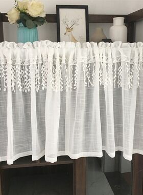 定制美式半帘咖啡帘短帘欧式小窗帘窗纱门帘橱窗北欧厨房隔断成品