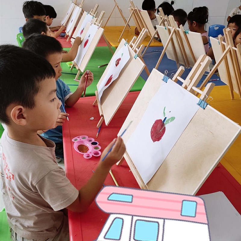 迷你桌面台式木质儿童小画架支架式折叠油画桌上画板画架素描套装