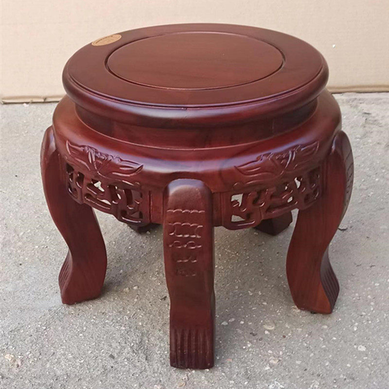 实木质矮花墩客厅木头中式花盆景鱼缸架空调底座工艺品奇石圆家用