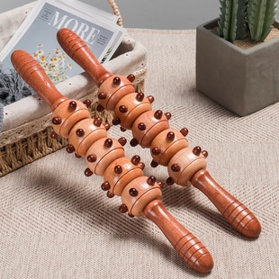 木制瑜伽按摩滚轮棒瘦全身腰颈椎背肩腿部木质经络健身按摩器家用
